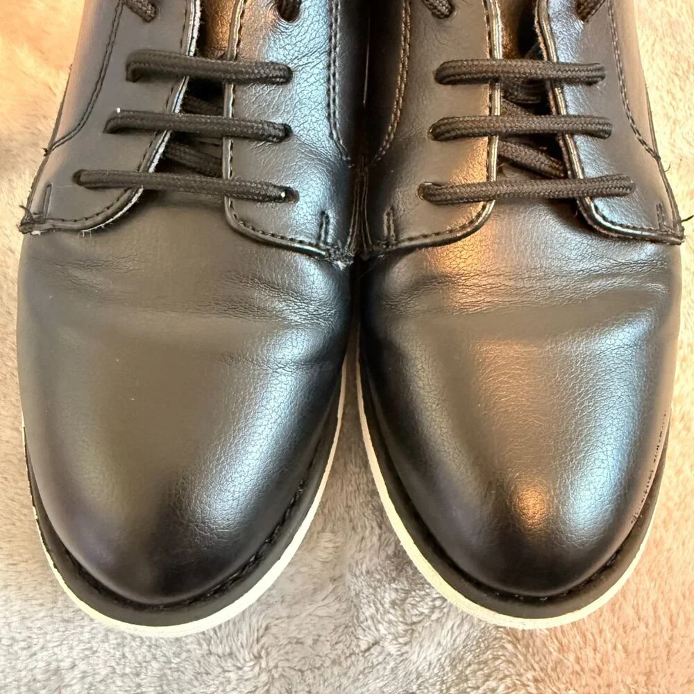 Cat & Jack Boys’ Will Oxford Dress Shoes Size 1 Black Formal Lace Up Cushioned